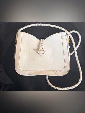 Women's Cream Braided-Handle Shoulder Bag